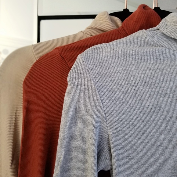 Last1️⃣Light Gray Turtle Neck Top Spring  Basics Layering Tops Lightweight - Picture 6 of 6